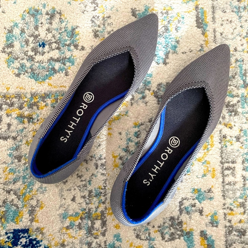 Grey Rothy’s “The Point” flat, size 10